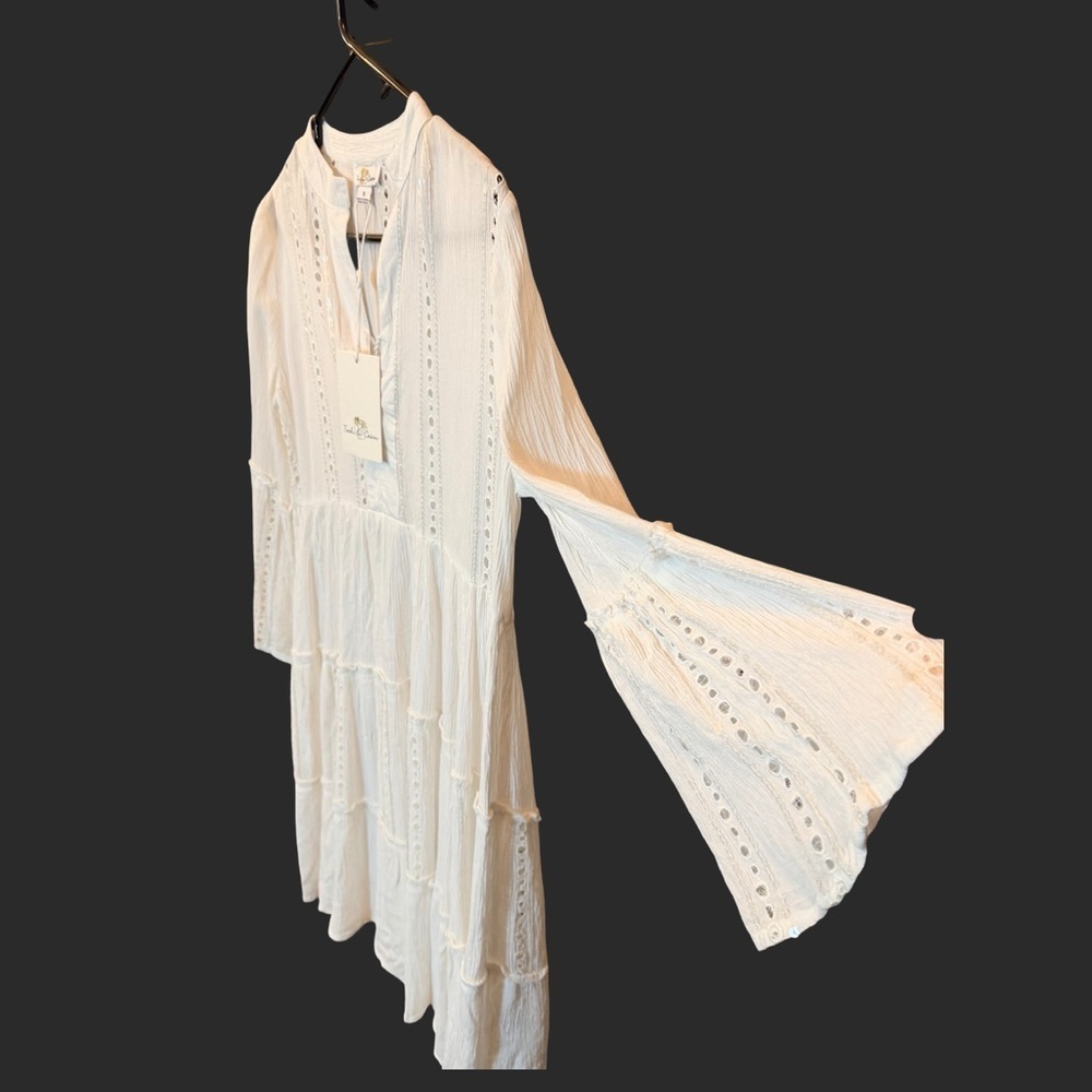 NWT TURKS & CAICOS White Eyelet Tassel Coverup Dress — Size Small — 🤍 - Picture 9 of 13